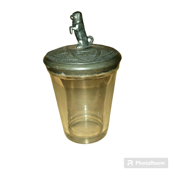 Antique Clear Crystal Glass Pickle Caster W/ Engraved Floral Silver P. Dog Lid - Picture 2 of 9